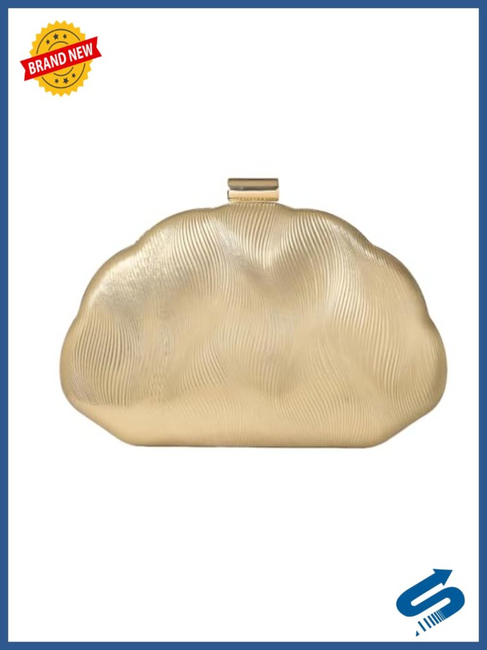 PU Leather Pleated Shell Clutch with Chain Evening Bag
